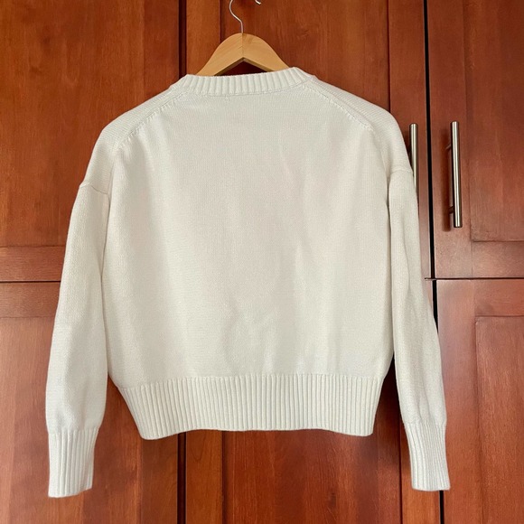 Quince Sweater 100% Organic Cotton Boyfriend Crew Neck Off White Size Small - Picture 4 of 7